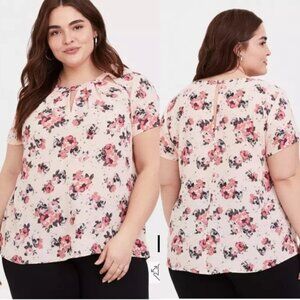 Torrid | Pink Skulls And Flowers Georgette Cutout Blouse | Size 2X